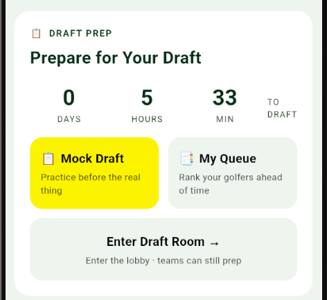 Prepare for Your Draft screen