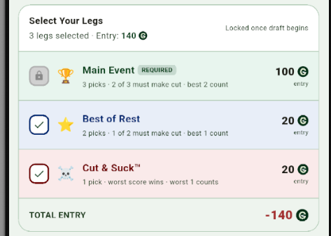 Select Your Legs screen