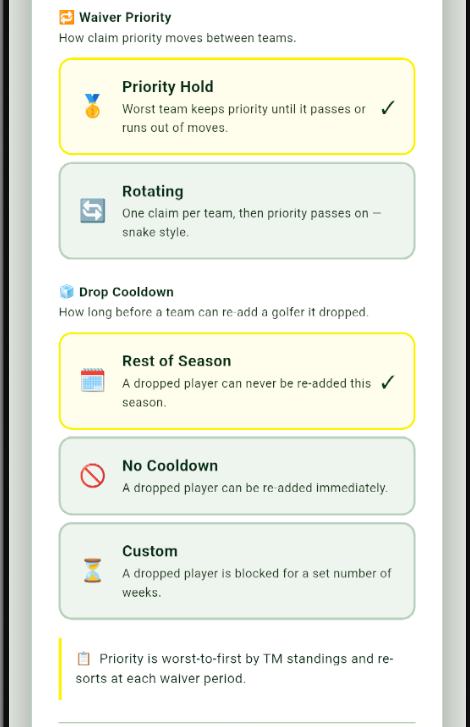 Waiver priority settings